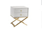 BT002 White Glossy With Gold Nightstand