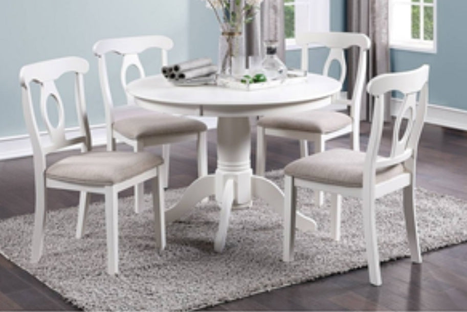 F2560
|5PCS DINING SET (ROUNG TABLE+4 CHAIRS) WHITE