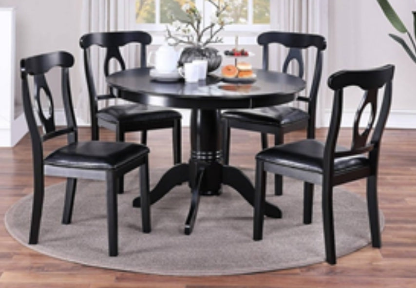 F2561
-|5PCS DINING SET (ROUNG TABLE+4 CHAIRS) BLACK