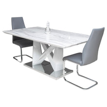 Load image into Gallery viewer, T-951 Faux Marble Modern Dining Table, MDF, Stainless Steel Base, Luxury Living Room Available In Gray, White, Black Chairs
