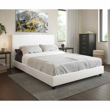 Load image into Gallery viewer, White Modern Platform Bed, Upholstered PU Leather, Bed, Solid Wooden Slats Support, Twin-Full-Queen
