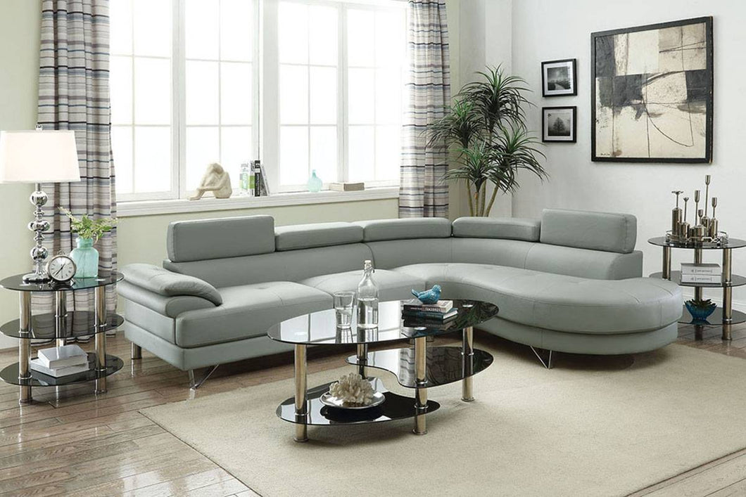 Modern Gray Curved End Sectional U7200