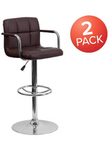 Load image into Gallery viewer, Brown Square Barstools With Arms Set of  2
