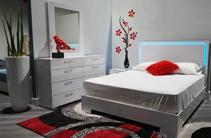 5PCS  Florence Bedroom Set Available In White Glossy Or Black With LED Lights (FULL/QUEEN/KING)